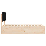 Letto con Testiera Rivestita Nero 90 x 200 cm Pino massello