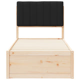 Letto con Testiera Rivestita Nero 80 x 200 cm Pino massello