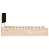 Letto con Testiera Rivestita Nero 80 x 200 cm Pino massello