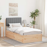 Letto con Testiera Rivestita Grigio chiaro 90 x 190 cm