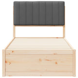 Letto con Testiera Rivestita Grigio scuro 90 x 190 cm