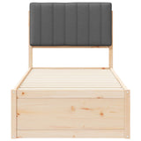 Letto con Testiera Rivestita Grigio scuro 75 x 190 cm