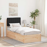 Letto con Testiera Rivestita Nero 75 x 190 cm Pino massello
