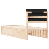 Letto con Testiera Rivestita Nero 75 x 190 cm Pino massello