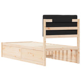 Letto con Testiera Rivestita Nero 75 x 190 cm Pino massello