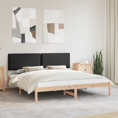 Letto con Testiera Rivestita Nero 180 x 200 cm Pino massello