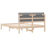 Letto con Testiera Rivestita Grigio chiaro 140 x 190 cm