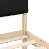 Letto con Testiera Rivestita Nero 140 x 190 cm Pino massello