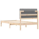 Letto con Testiera Rivestita Grigio chiaro 80 x 200 cm