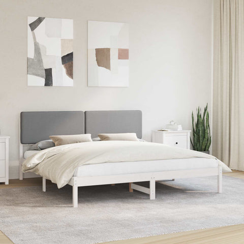 Letto con Testiera Rivestita Grigio chiaro 180 x 200 cm