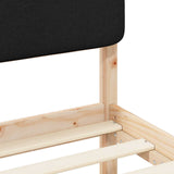 Letto con Testiera Rivestita Nero 160 x 200 cm Pino massello