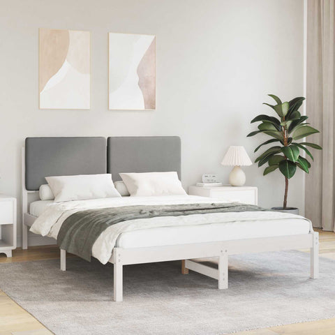 Letto con Testiera Rivestita Grigio chiaro 140 x 200 cm