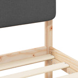 Letto con Testiera Rivestita Grigio scuro 140 x 190 cm