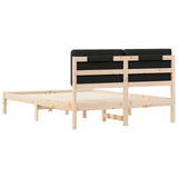 Letto con Testiera Rivestita Nero 140 x 190 cm Pino massello