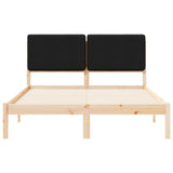 Letto con Testiera Rivestita Nero 140 x 190 cm Pino massello