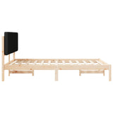 Letto con Testiera Rivestita Nero 140 x 190 cm Pino massello