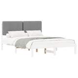 Letto con Testiera Rivestita Grigio chiaro 140 x 190 cm