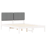 Letto con Testiera Rivestita Grigio chiaro 140 x 190 cm