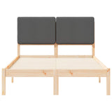 Letto con Testiera Rivestita Grigio scuro 135 x 190 cm