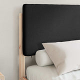 Letto con Testiera Rivestita Nero 135 x 190 cm Pino massello