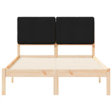 Letto con Testiera Rivestita Nero 135 x 190 cm Pino massello