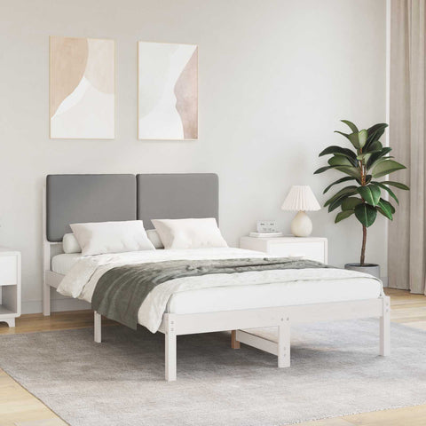 Letto con Testiera Rivestita Grigio chiaro 135 x 190 cm