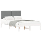 Letto con Testiera Rivestita Grigio chiaro 135 x 190 cm
