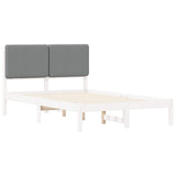 Letto con Testiera Rivestita Grigio chiaro 135 x 190 cm