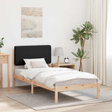 Letto con Testiera Rivestita Nero 80 x 200 cm Pino massello