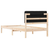 Letto con Testiera Rivestita Nero 80 x 200 cm Pino massello
