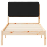 Letto con Testiera Rivestita Nero 80 x 200 cm Pino massello