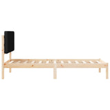 Letto con Testiera Rivestita Nero 80 x 200 cm Pino massello