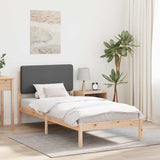 Letto con Testiera Rivestita Grigio scuro 90 x 190 cm