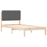 Letto con Testiera Rivestita Grigio scuro 90 x 190 cm