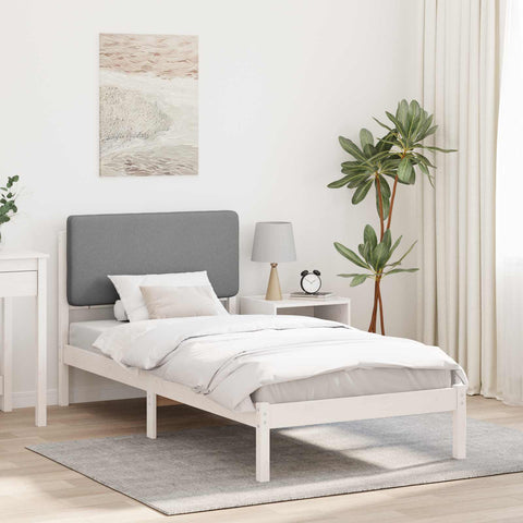 Letto con Testiera Rivestita Grigio chiaro 90 x 190 cm