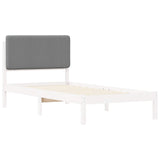 Letto con Testiera Rivestita Grigio chiaro 75 x 190 cm