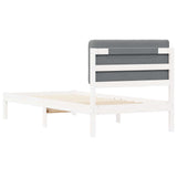 Letto con Testiera Rivestita Grigio chiaro 75 x 190 cm
