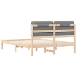 Letto con Testiera Rivestita Grigio chiaro 140 x 200 cm