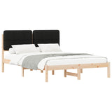 Letto con Testiera Rivestita Nero 140 x 200 cm Pino massello