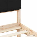 Letto con Testiera Rivestita Nero 120 x 200 cm Pino massello