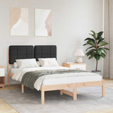 Letto con Testiera Rivestita Nero 120 x 200 cm Pino massello