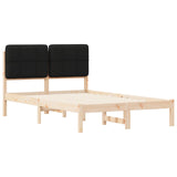 Letto con Testiera Rivestita Nero 120 x 200 cm Pino massello