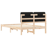Letto con Testiera Rivestita Nero 120 x 200 cm Pino massello
