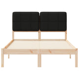 Letto con Testiera Rivestita Nero 120 x 200 cm Pino massello