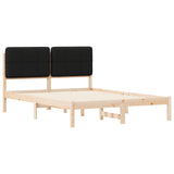 Letto con Testiera Rivestita Nero 135 x 190 cm Pino massello