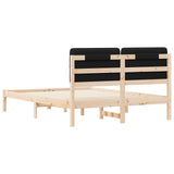 Letto con Testiera Rivestita Nero 135 x 190 cm Pino massello