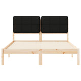Letto con Testiera Rivestita Nero 135 x 190 cm Pino massello