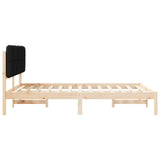 Letto con Testiera Rivestita Nero 135 x 190 cm Pino massello