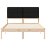 Letto con Testiera Rivestita Nero 120 x 190 cm Pino massello