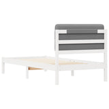 Letto con Testiera Rivestita Grigio chiaro 90 x 190 cm